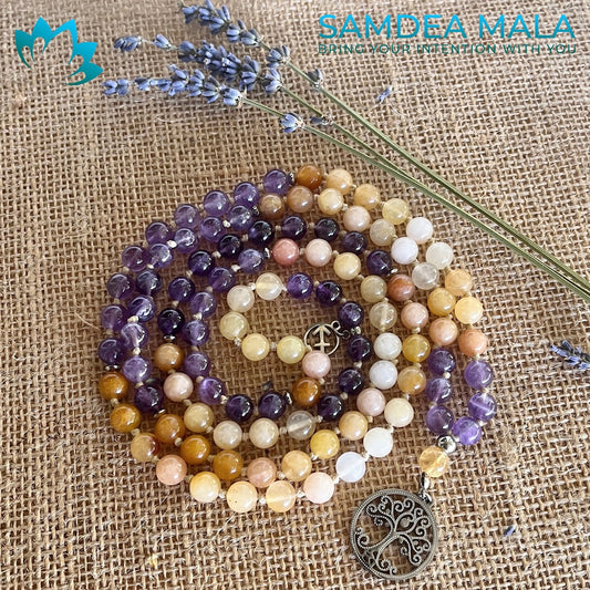 Mala, Mini Mala or Short Mala for Sagittarius - meditation bracelet, intention bracelets, custom mala, tibetan wrist mala, energy crystals bracelets, spiritual mala, bracelets with crystals, custom mala bracelet, natural gemstones bracelets - Samdea Mala