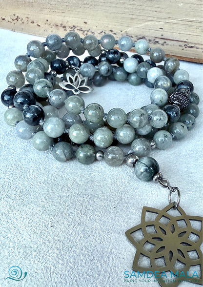 Handmade Labradorite Mala – Intuition, Success, and Inner Light - Samdea Mala