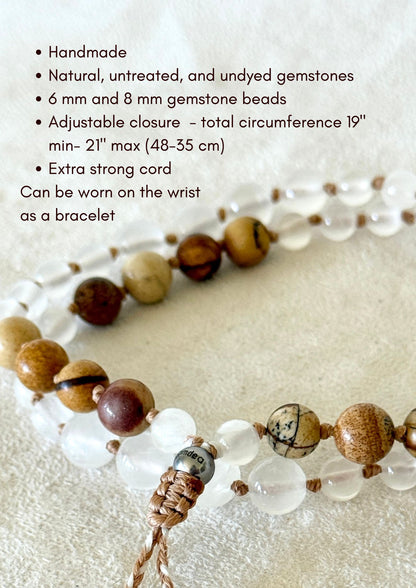 Mala del Respiro Quadrato – Mezzo Mala per Respirazione Quadrata e Meditazione - Radicamento e Serenità