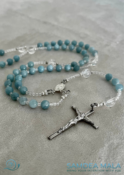 Custom Italian Catholic Rosary, handmade with natural gemstones and sterling silver - Samdea Mala