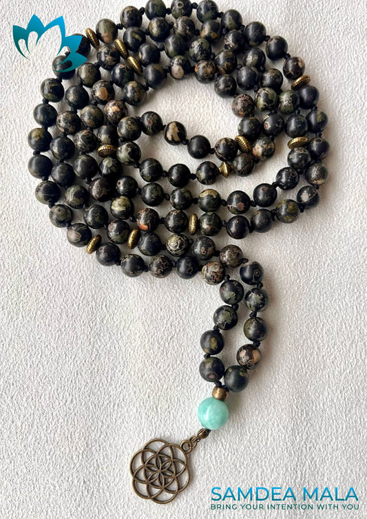 Mala in Natural Plum Blossom Jade