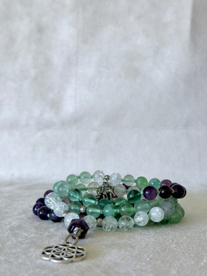 Natural green fluorite mala necklace for clarity, intuition and daily intention