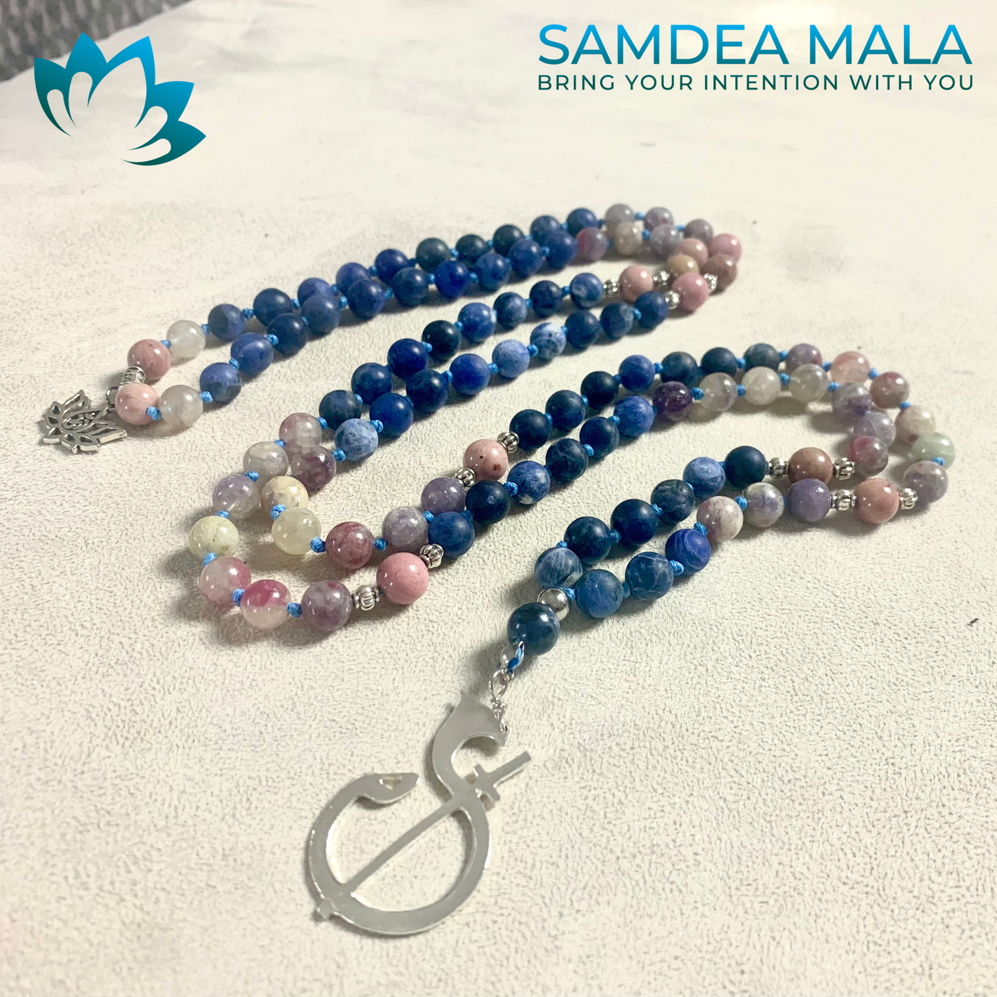 Odaka Yoga - The Symbol - necklace - Francesca Cassia e Roberto Milletti silver pendant on a custom mala necklace for meditation