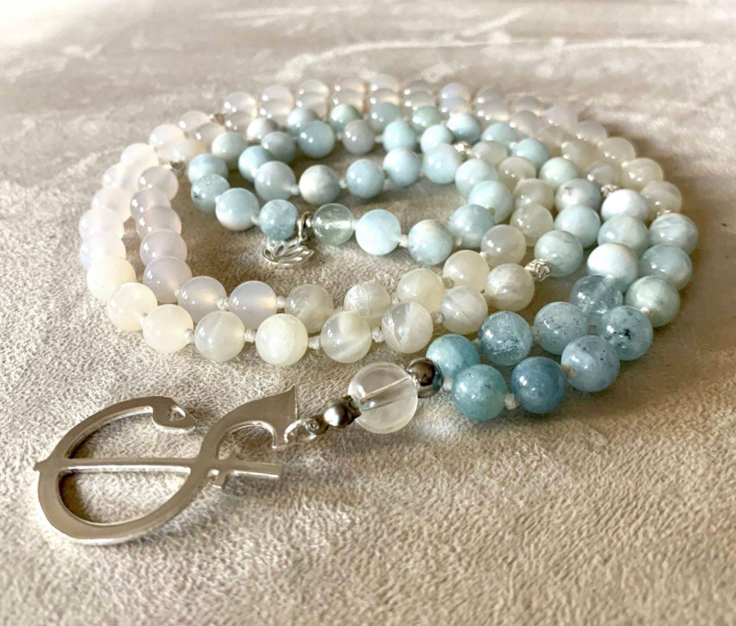 Odaka Yoga - The Symbol - necklace - Francesca Cassia e Roberto Milletti silver pendant on a custom mala necklace for meditation