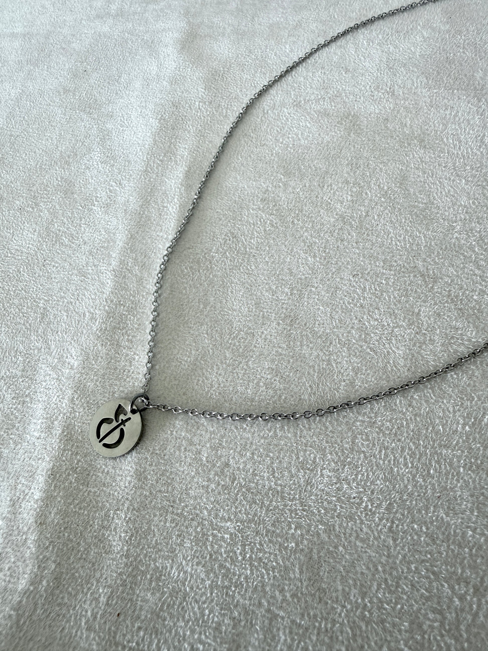 Samdea Mala Odaka Yoga stainless steel necklace with small symbolic pendant, minimalist spiritual jewelry for yoga practitioners, meditation lovers and yoga teacher gift.Roberto Milletti, Francesca Cassia