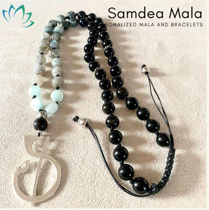 Odaka Yoga - The Symbol - necklace - Francesca Cassia e Roberto Milletti silver pendant on a custom mala necklace for meditation