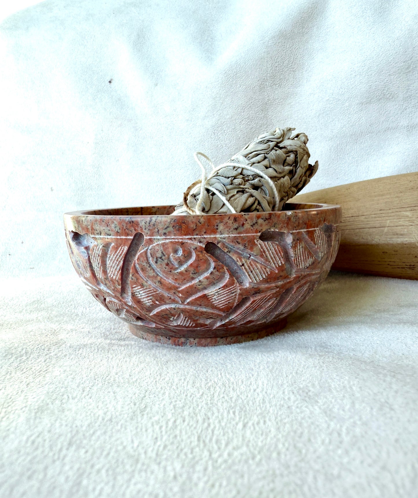 Soapstone Smudge Bowl 4 inch – carved incense burner for cleansing rituals