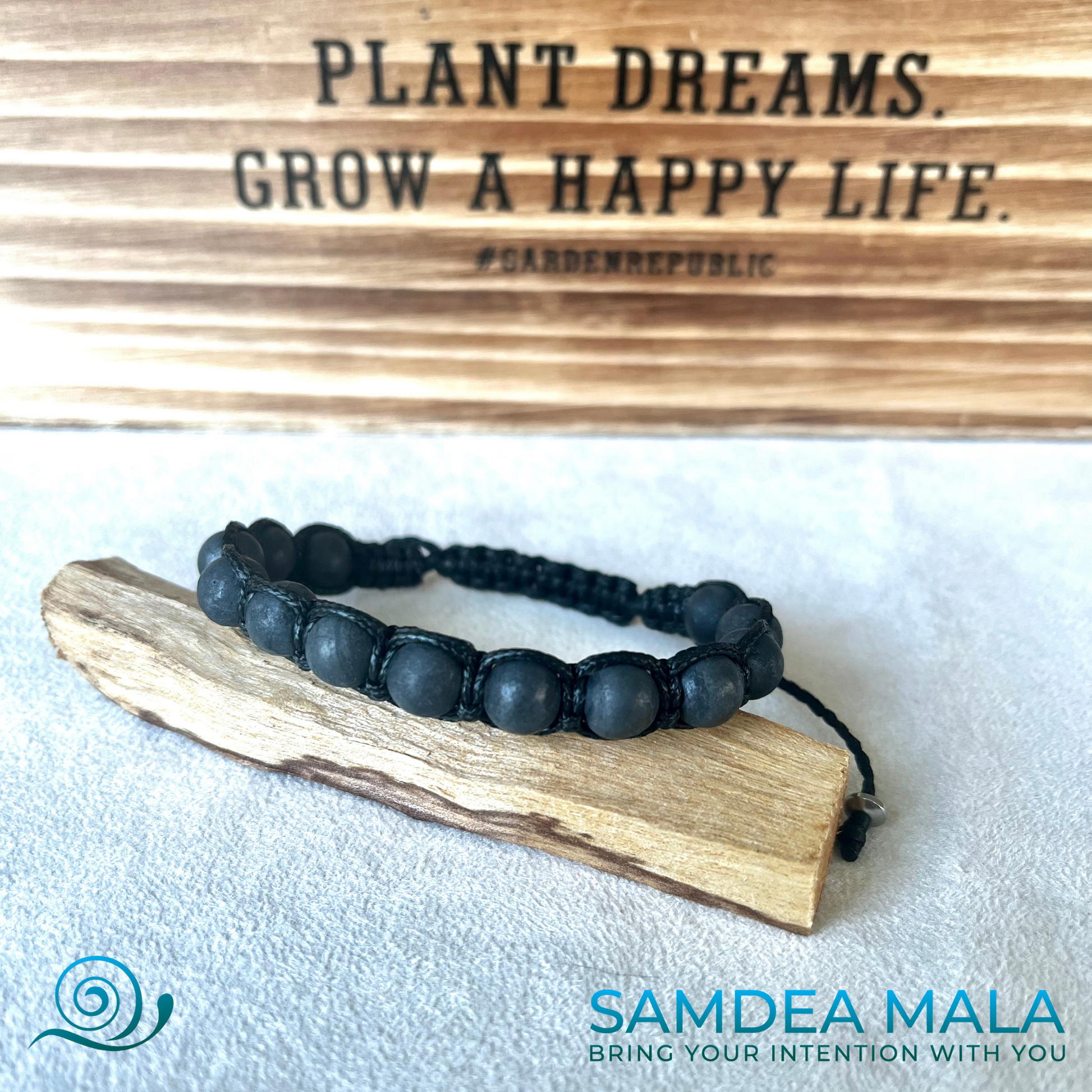 Tibetan Tamashi Style Bracelet in Shungite - meditation bracelet, intention bracelets, spiritual mala, bracelets with crystals, custom mala bracelet, natural gemstones bracelets - Samdea Mala