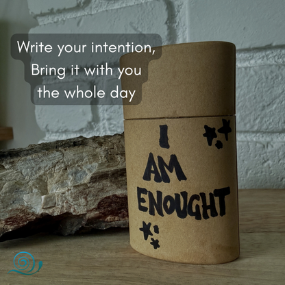 Vegan, pure deodorant stick, 100% natural ingredients, plastic free, gentle deodorant. Intentional cosmetics cruelty free. Write your Intention.