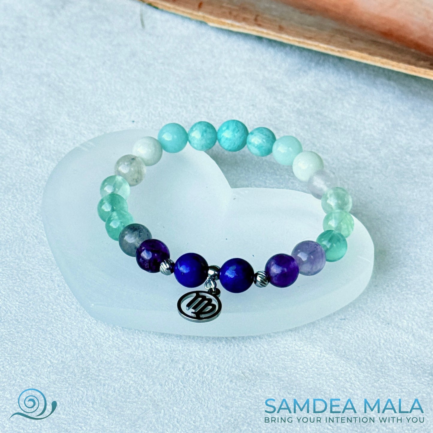 Virgo Zodiac Bracelet – Amazonite, Fluorite & Lapis Lazuli for Clarity & Healing - meditation bracelet, intention bracelets, energy crystals bracelets, bracelets with crystals, custom mala bracelet, natural gemstones bracelets - Samdea Mala