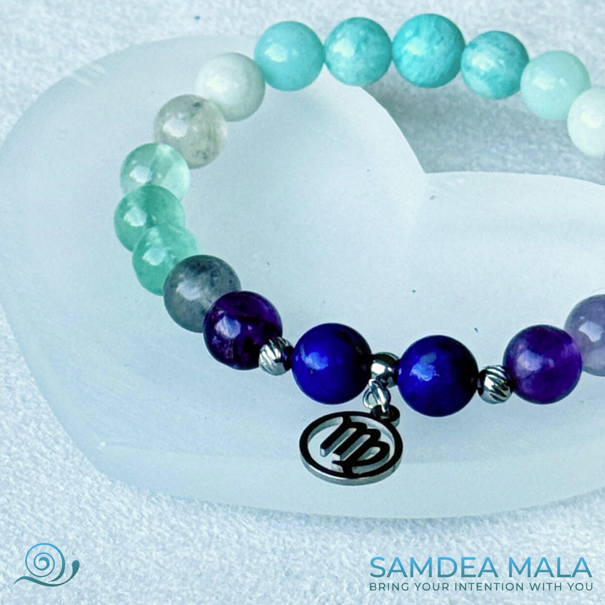 Virgo Zodiac Bracelet – Amazonite, Fluorite Lapis Lazuli for Clarity Healing