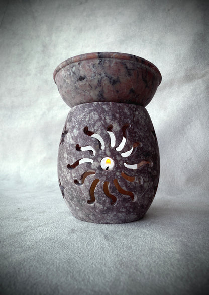 carved soapstone basin showing natural veining and heat-safe stone for oil or incense Aromatherapy Diffuser 