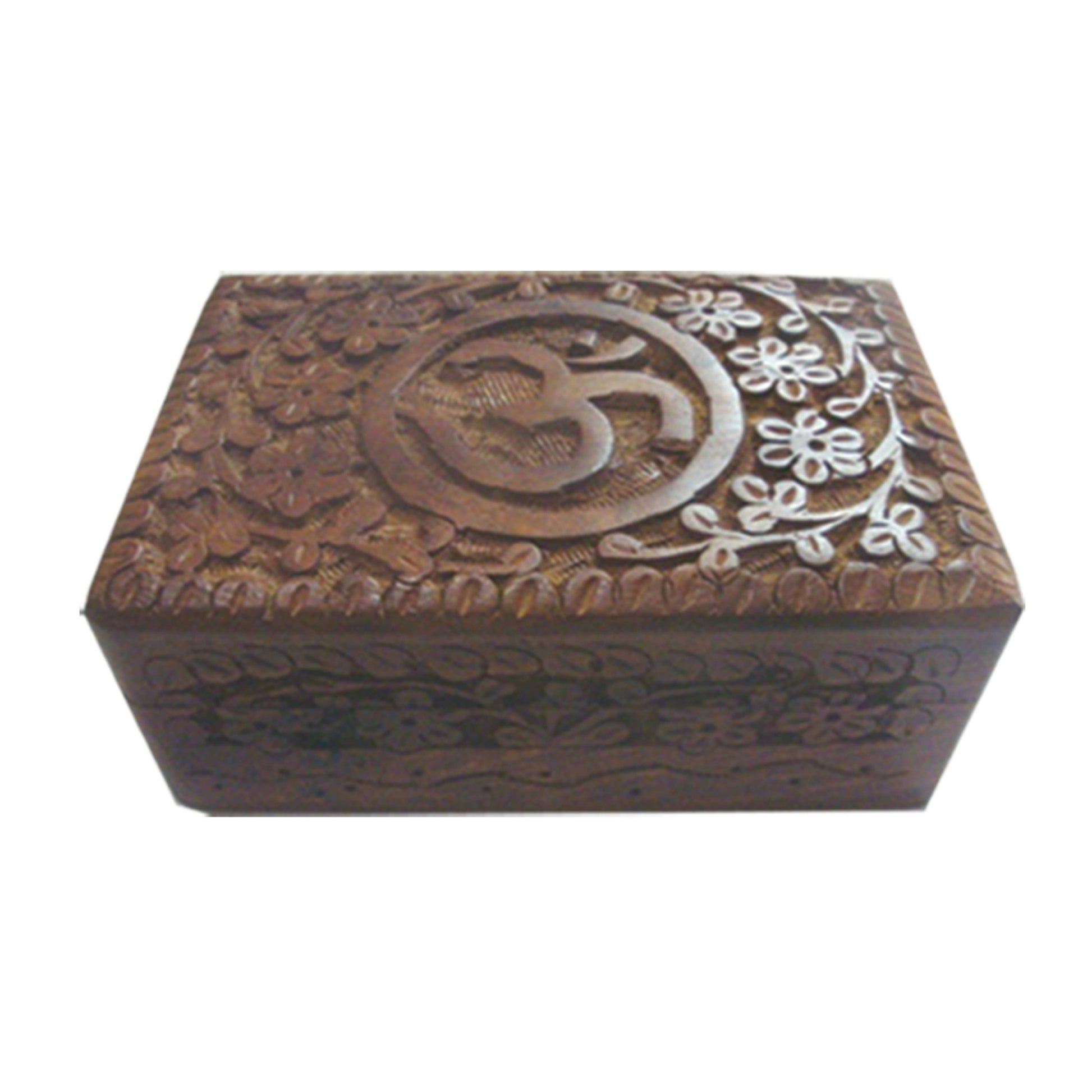 Carved Wooden Mala Box – Jewelry and Keepsake Storage for Sacred Objects - Samdea Mala