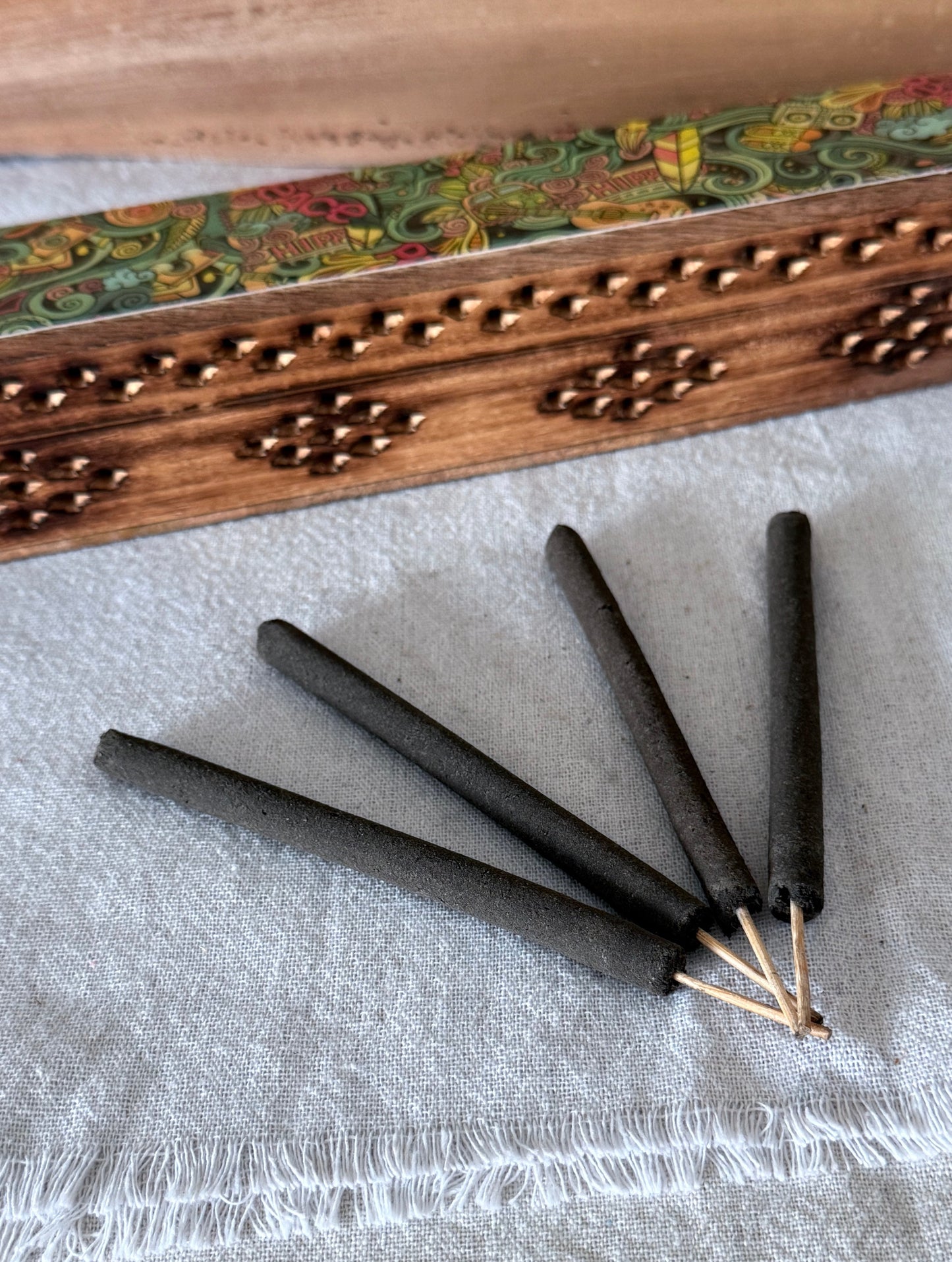 High Density Zen hand-rolled artisan incense  sticks for meditation, yoga, home cleansing and spiritual rituals. Lotus, Copal, Frankincense, Palo Santo, Sweetgrass, White Sage and Patchouli