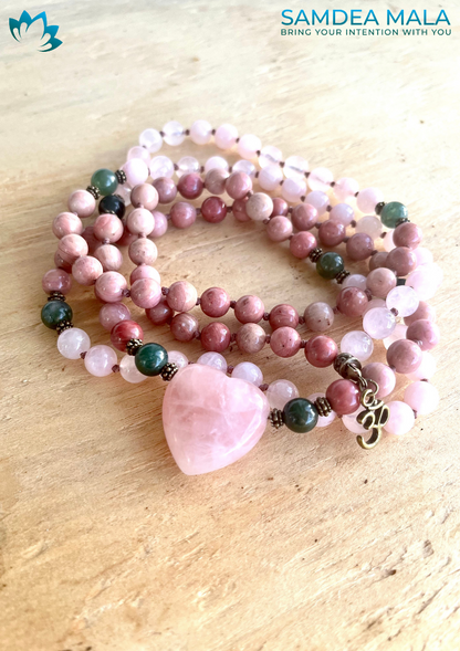 Ho’oponopono Mala Beads - meditation bracelet, intention bracelets, custom mala, tibetan wrist mala, energy crystals bracelets, spiritual mala, bracelets with crystals, custom mala bracelet, natural gemstones bracelets - Samdea Mala