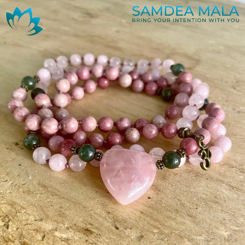 Ho’oponopono Mala Beads - meditation bracelet, intention bracelets, custom mala, tibetan wrist mala, energy crystals bracelets, spiritual mala, bracelets with crystals, custom mala bracelet, natural gemstones bracelets - Samdea Mala