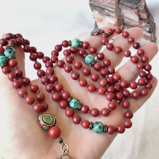 Video preview of Ground Your Strength, Embrace Your Evolution. Hand  knotter custom mala for meditation