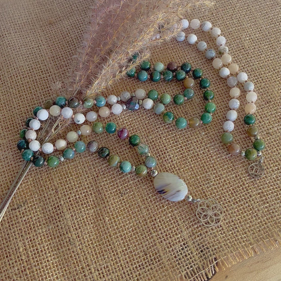 Mala for Gemini - custom mala beads, spiritual mala, gemstone necklace, gemstone for zodiac sign, zodiac crystal, zodiac gemstones - Samdea Mala