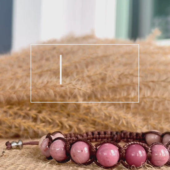 Samdea Mala – Tibetan Rhodonite bracelet for compassion and purpose, love bracelet, Shamballa meditation bracelet with pink spiritual natural gemstones. Love, Compassion.