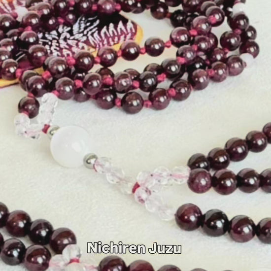 Video preview of custom Nenju, Juzu, Japanese Buddhist Mala, buddhist japamala, juzu beads, nichiren juzu, buddhist prayer beads, prayer beads juzu, nichiren prayer beads, japanese prayer beads, meditation beads, spiritual beads, handmade juzu, Nam Myoho Renge Kyo - Samdea Mala