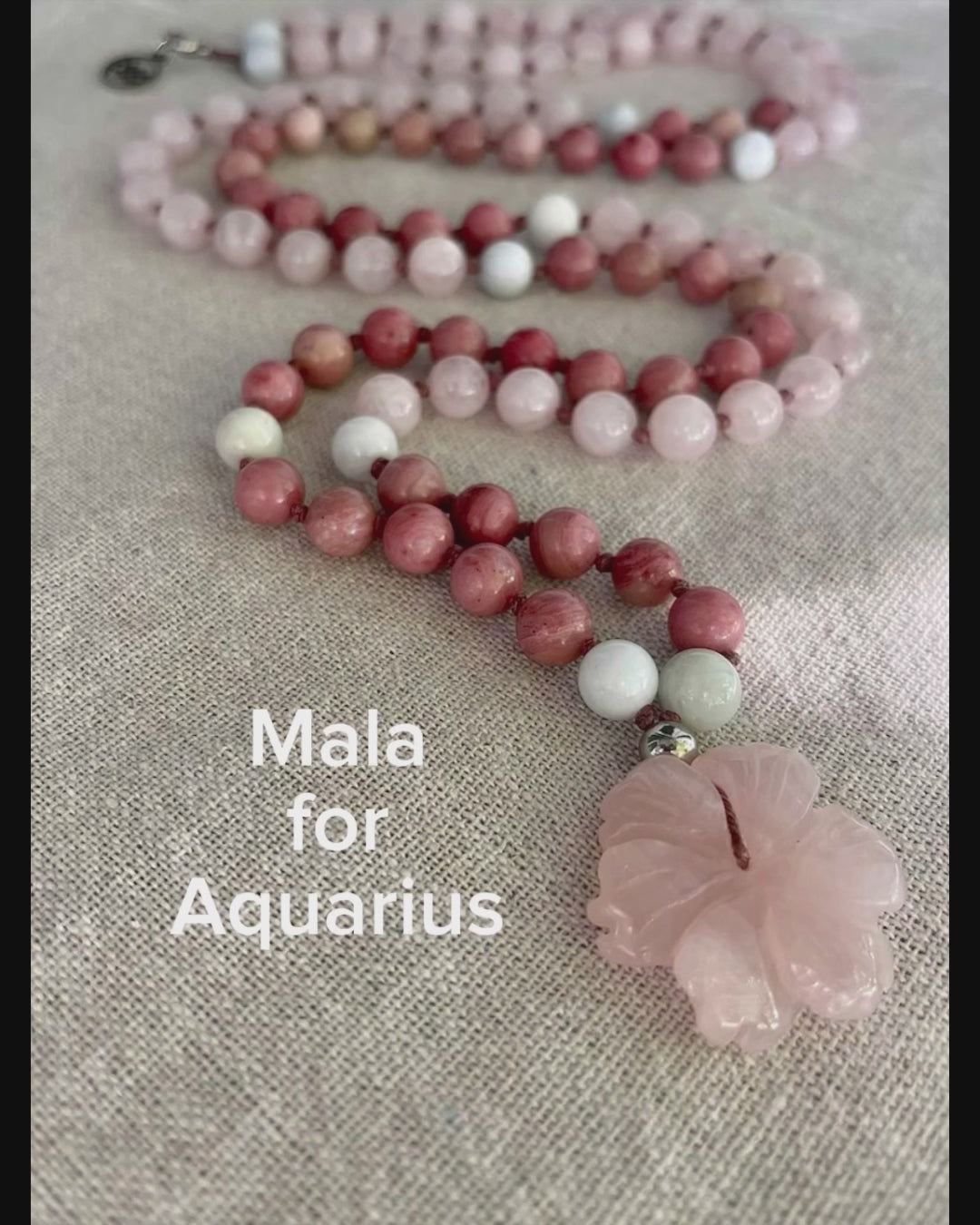 Mala for Aquarius - custom mala beads, spiritual mala, gemstone necklace, gemstone for zodiac sign, zodiac crystal, zodiac gemstones - Samdea Mala