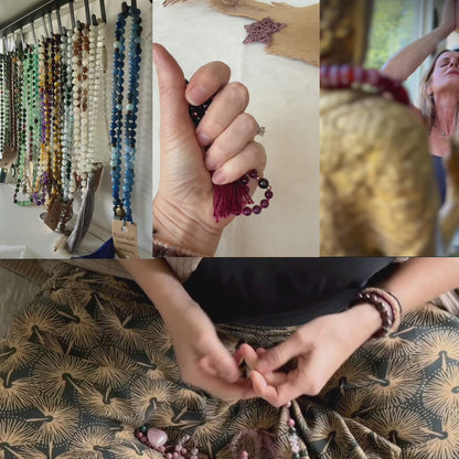 video preview of 108 garnet mala necklace for meditation and grounding