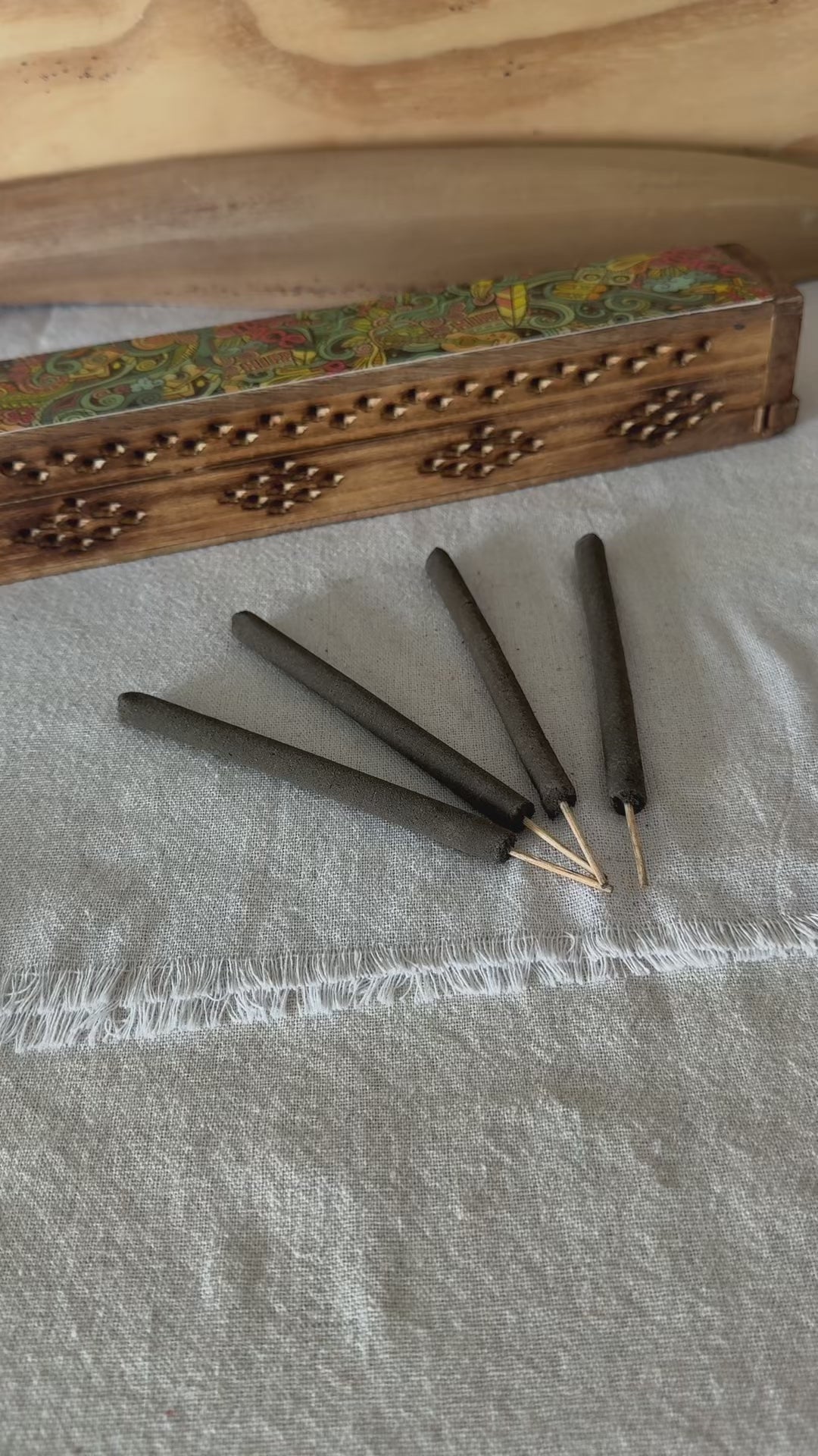 Natural hand rolled non toxic incense sticks made with herbs and resins for mental clarity and energetic cleansing