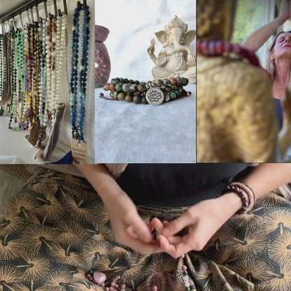 Bracciale Mala in Diaspro Riolite con Ciondolo Loto – Gioiello Spirituale Radicante