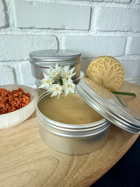 Samdea Mala vegan sugar body scrub with shea butter, natural shower ritual